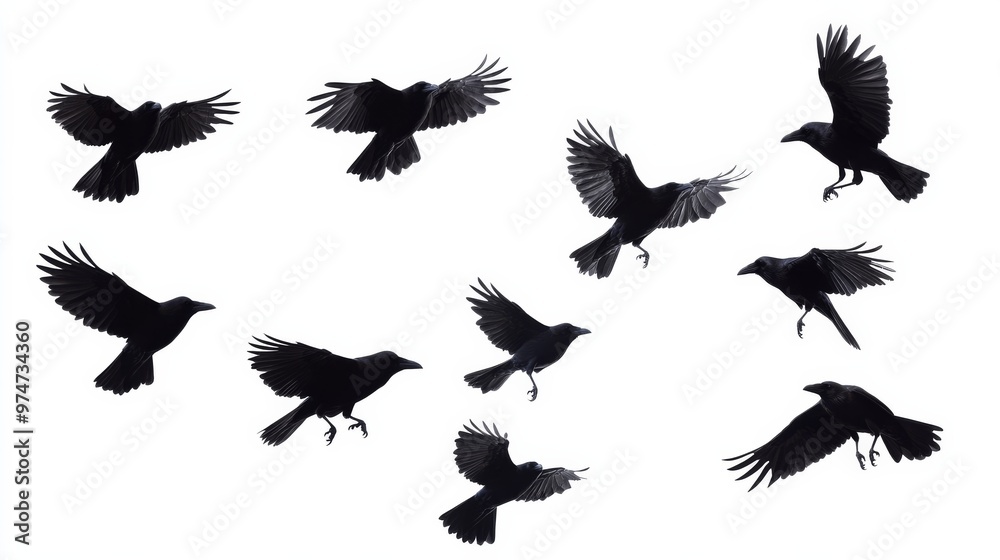 Obraz premium crows flock silhouette isolated on white background