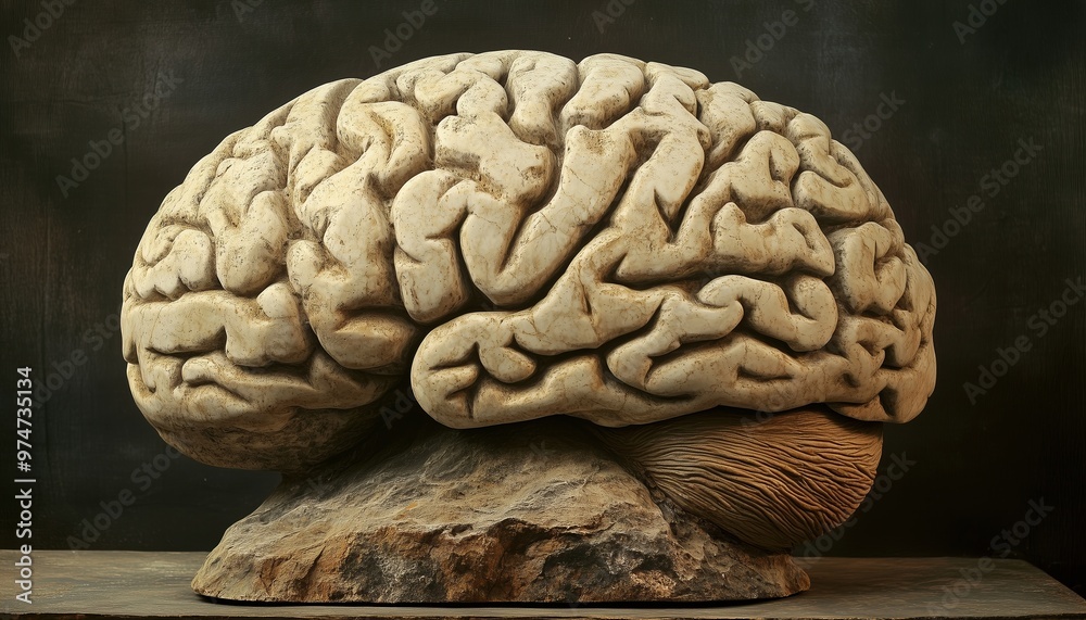The Youthful And Abstract Representation Of A Giant Brain-Shaped Stone - Capturing The Essence Of A Young And Creative Perspective. The Youthful And Abstract Representation Of A Giant Brain-Shaped Stone - Capturing The Essence Of A Young And Creative Perspective.