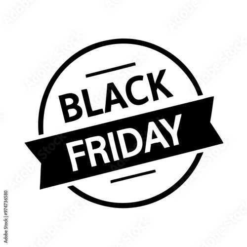 Black Friday circle badge  in minimal black and white design