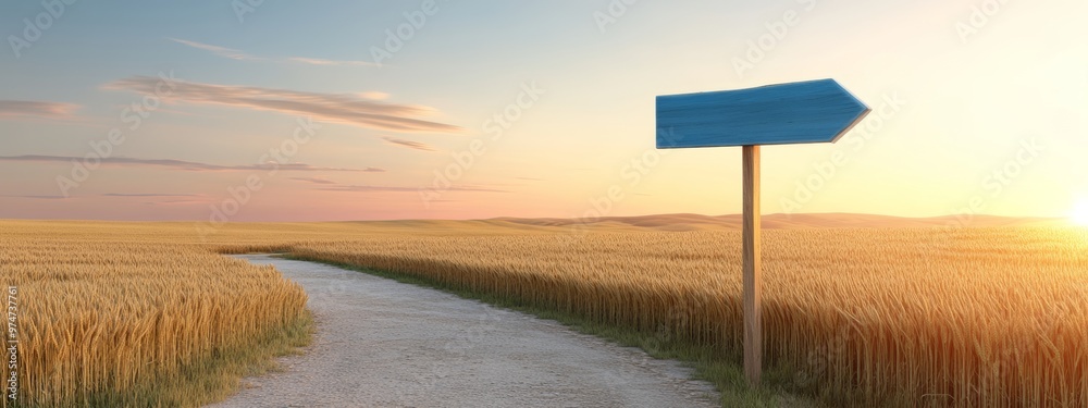 A crossroads with two roads leading to distant hills A crossroads with two roads leading to distant hills