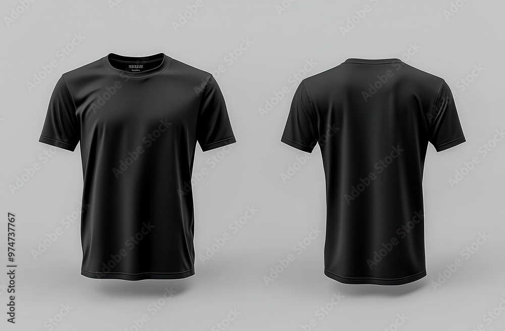 Black T-shirt template, front and back view Black T-shirt template, front and back view