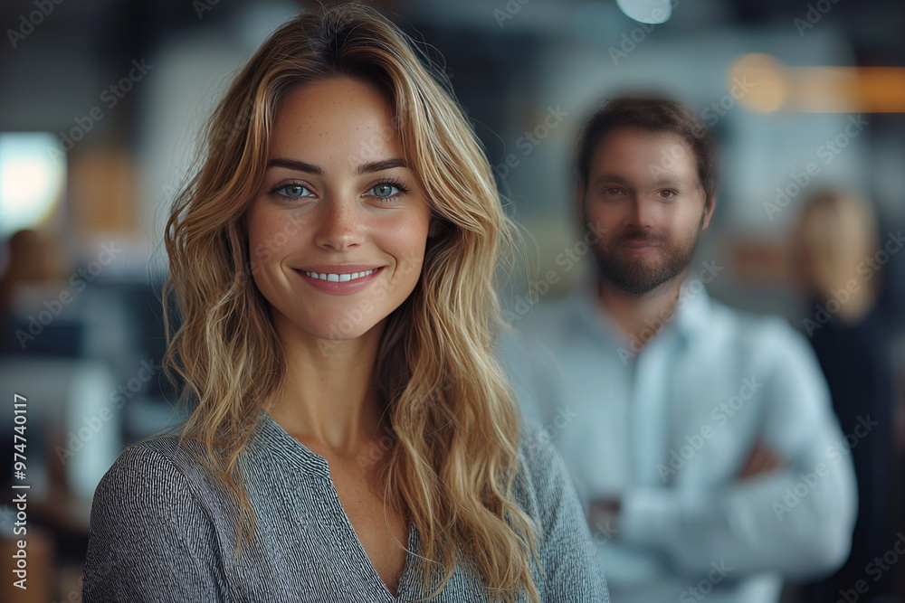 Fototapeta premium Smiling woman in a professional setting.