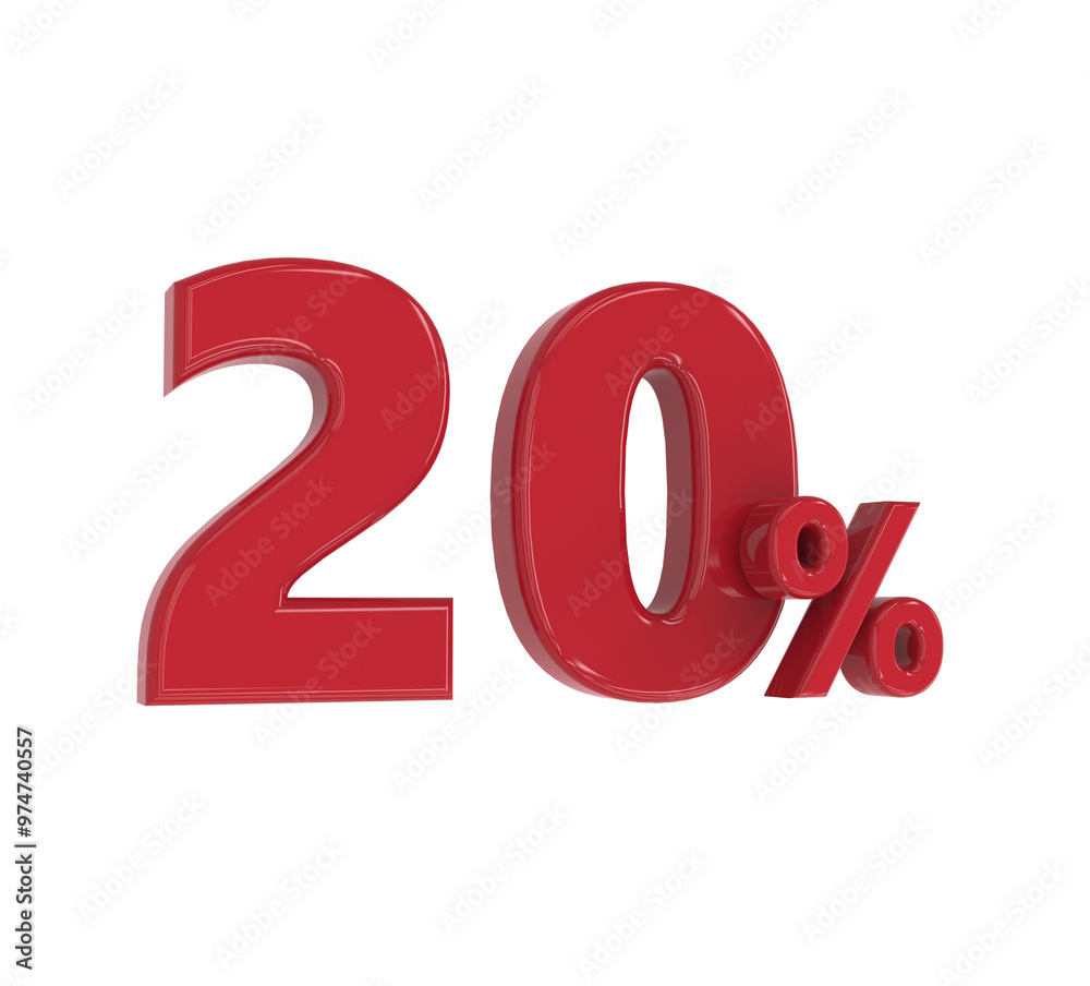 3D Number 20 percent Promotion or Discount Style Color red 3D Number 20 percent Promotion or Discount Style Color red
