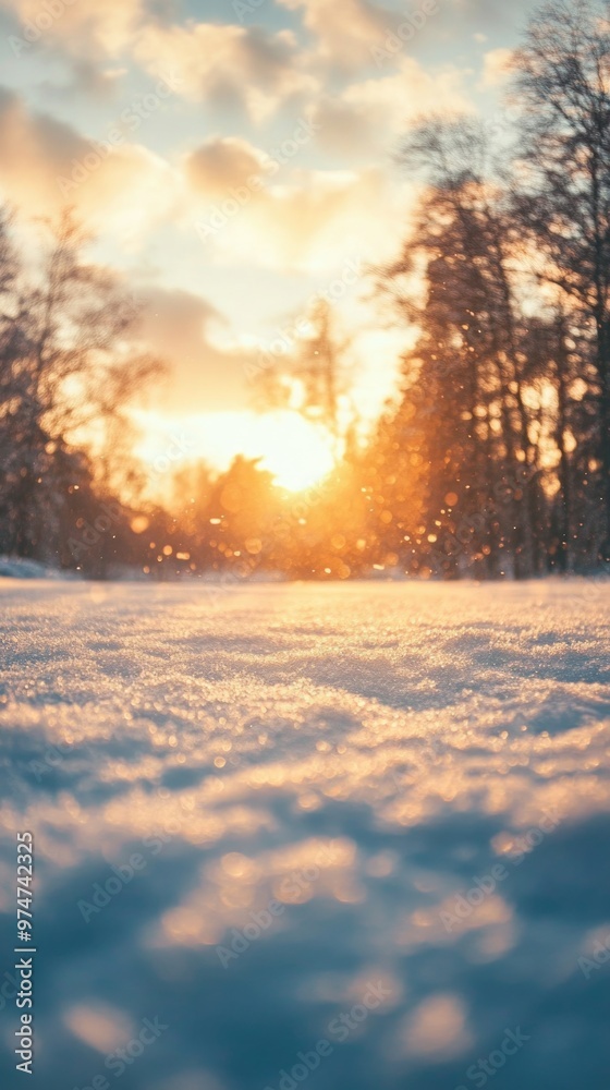 Snow – Tranquil Winter Landscape Covered in Fresh Snow with Soft Light Breaking Through the Clouds Snow – Tranquil Winter Landscape Covered in Fresh Snow with Soft Light Breaking Through the Clouds