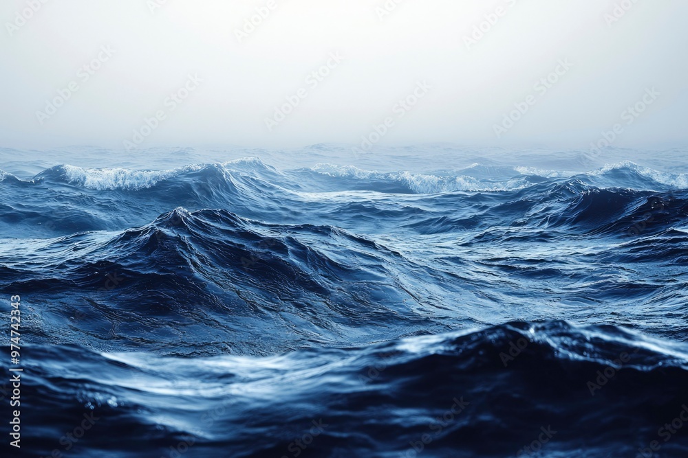 Fototapeta premium A Wide Expanse of Blue Waves Under a Hazy Sky