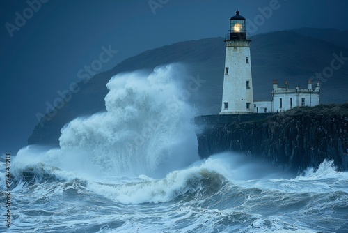 Lighthouse Standing Tall Amidst Powerful Waves