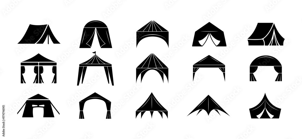 Εκτύπωση καμβά Vector tent black canvas icon marquee party event silhouette tent icon