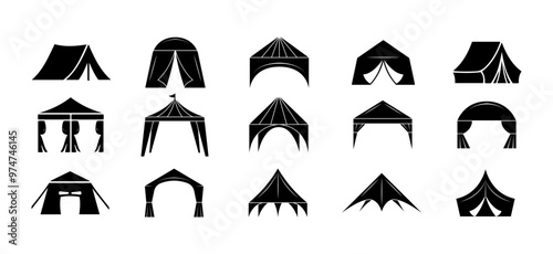 Vector tent black canvas icon marquee party event silhouette tent icon