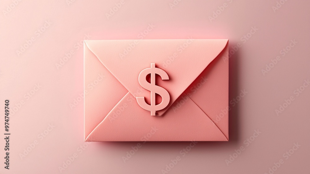 Pink Envelope with Dollar Sign. Pink Envelope with Dollar Sign.
