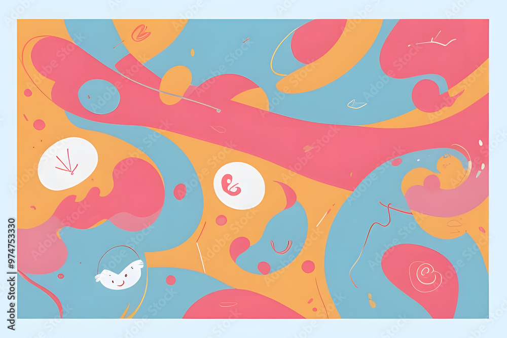 Whimsical Pastel Dreamscape: A playful abstract background with swirling shapes in pink, blue, and orange, inviting imagination and creativity. Whimsical Pastel Dreamscape: A playful abstract background with swirling shapes in pink, blue, and orange, inviting imagination and creativity.
