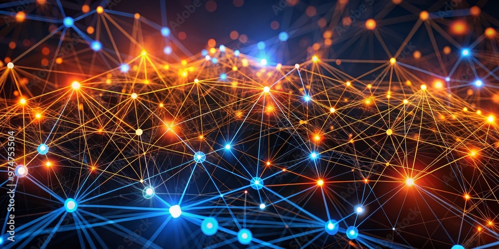 Abstract Digital Network with Glowing Lines and Nodes, digital, network, connection Abstract Digital Network with Glowing Lines and Nodes, digital, network, connection