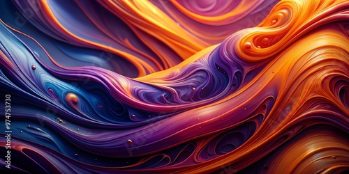 Abstract Swirling Colors, Purple, Orange, Liquid, abstract art, digital art, 3D art