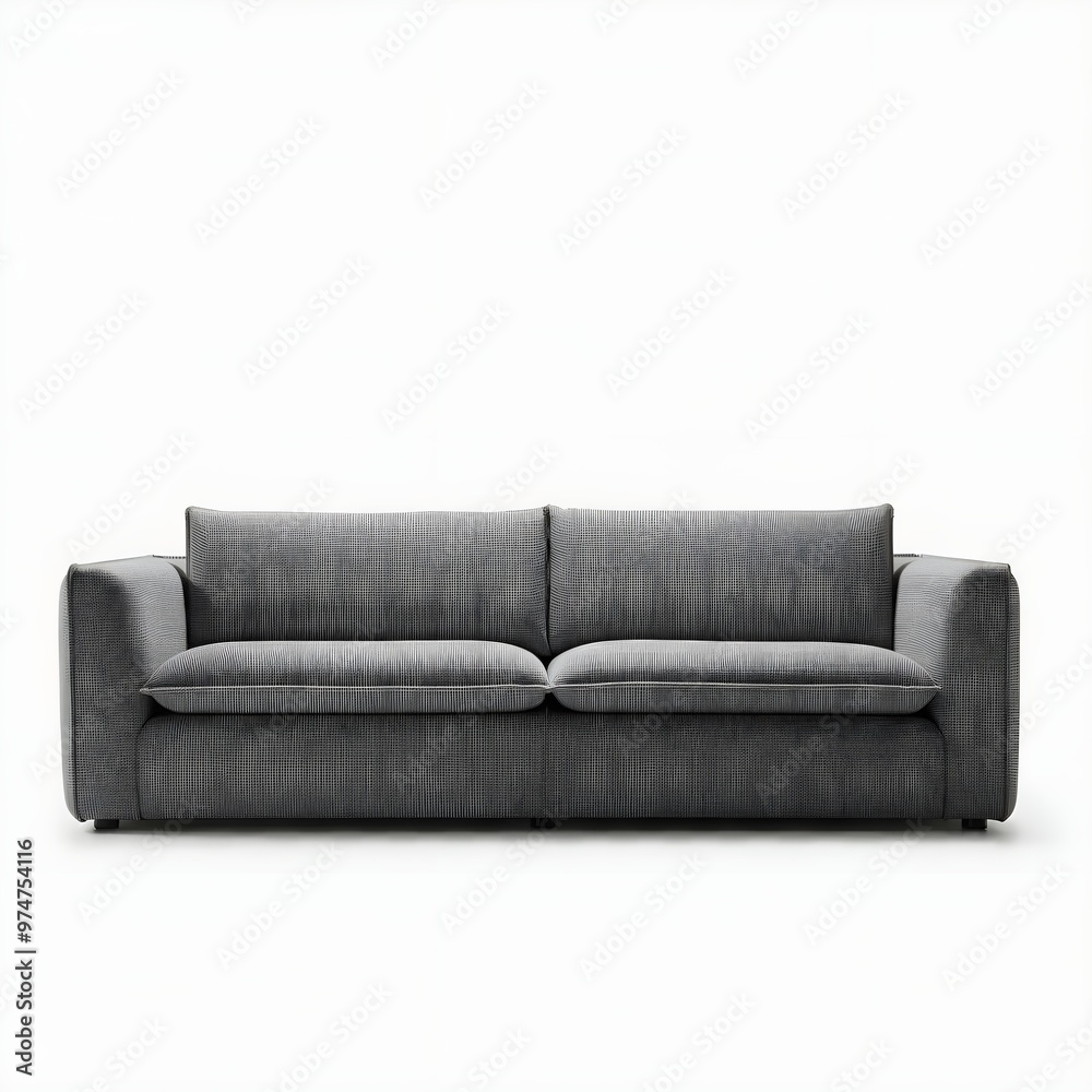 Fototapeta premium Gray sofa isolated on a white background. 