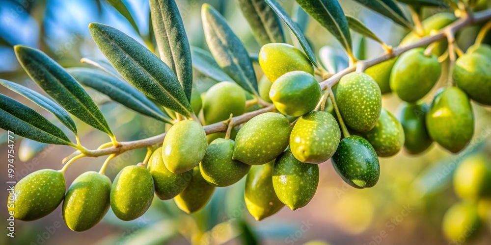 Close-up of Green Olives Hanging From a Branch, Captured with Shallow Depth of Field, Olive Tree, Green Olives, Olive Branch, Olive Oil Close-up of Green Olives Hanging From a Branch, Captured with Shallow Depth of Field, Olive Tree, Green Olives, Olive Branch, Olive Oil
