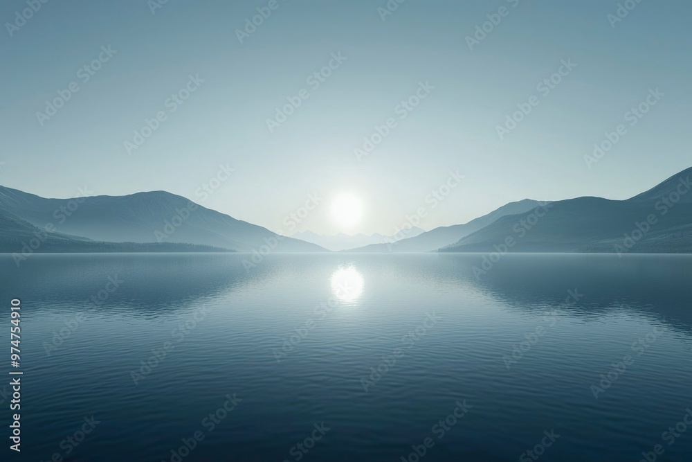 Calm Waters Reflecting the Morning Sun Between Mountains Calm Waters Reflecting the Morning Sun Between Mountains