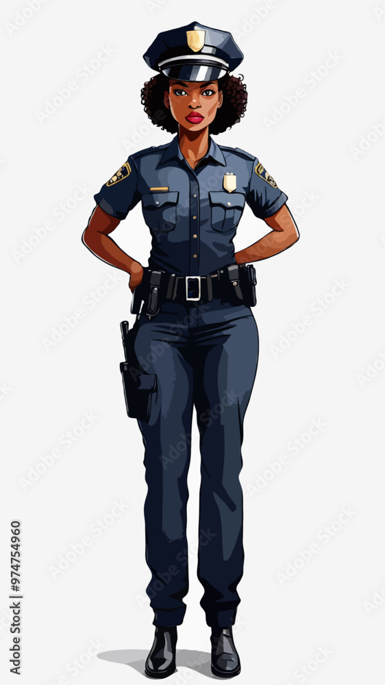 Illustration of black woman police Illustration of black woman police