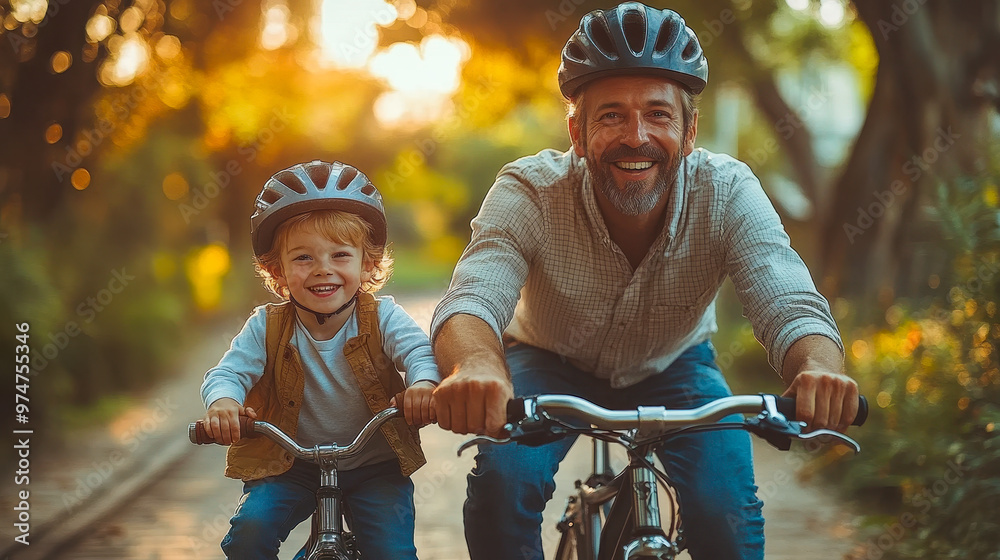 Proud Dad Teaching Young Son to Ride a Bike on Sunny Day, Joyful Family Bicycling in Nature, Father-Son Bonding, Happy Childhood Memories, Parenting, Outdoors Activity, Lifestyle, Learning to Bicycle Proud Dad Teaching Young Son to Ride a Bike on Sunny Day, Joyful Family Bicycling in Nature, Father-Son Bonding, Happy Childhood Memories, Parenting, Outdoors Activity, Lifestyle, Learning to Bicycle
