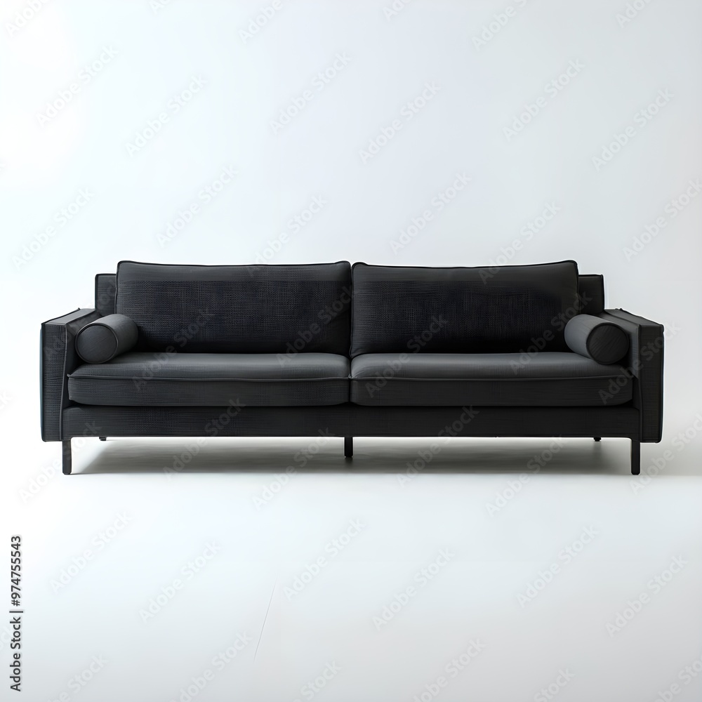 Fototapeta premium Black sofa isolated on a white background.