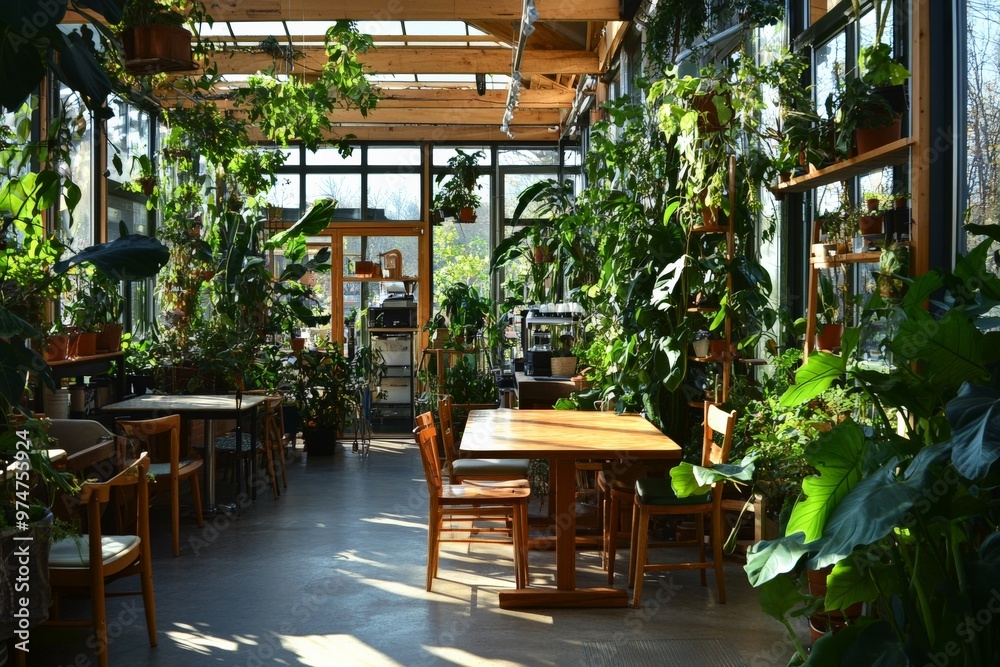 Fototapeta premium Room filled with plants, table, and chairs