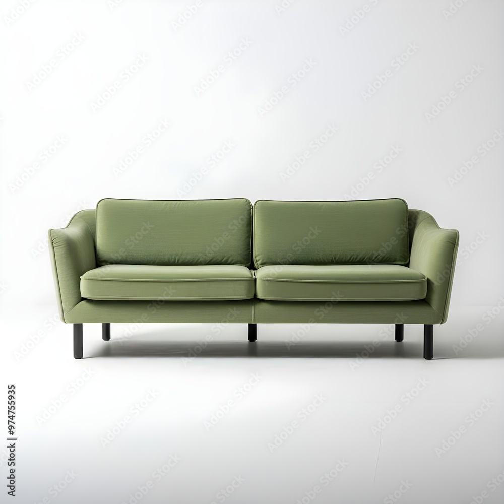 Fototapeta premium Green sofa isolated on a white background. 
