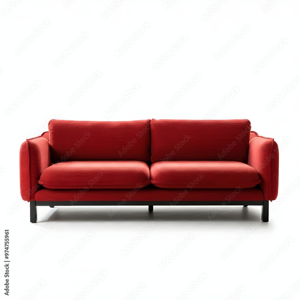 Fototapeta premium Red sofa isolated on a white background.