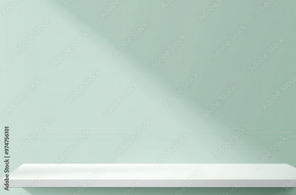 Obraz premium Light green and white background, simple geometric shapes