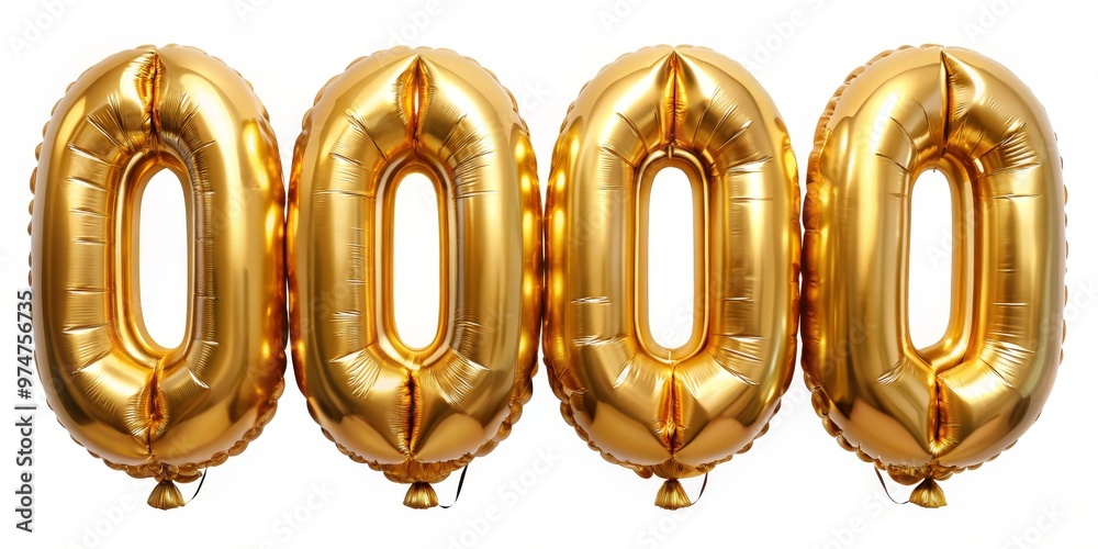 Four Gold Balloons Forming Number 0000, Party Decoration, Celebration, Number Balloon, Birthday Balloon Four Gold Balloons Forming Number 0000, Party Decoration, Celebration, Number Balloon, Birthday Balloon