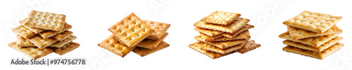 Set, collection of Crackers isolated on transparent background.