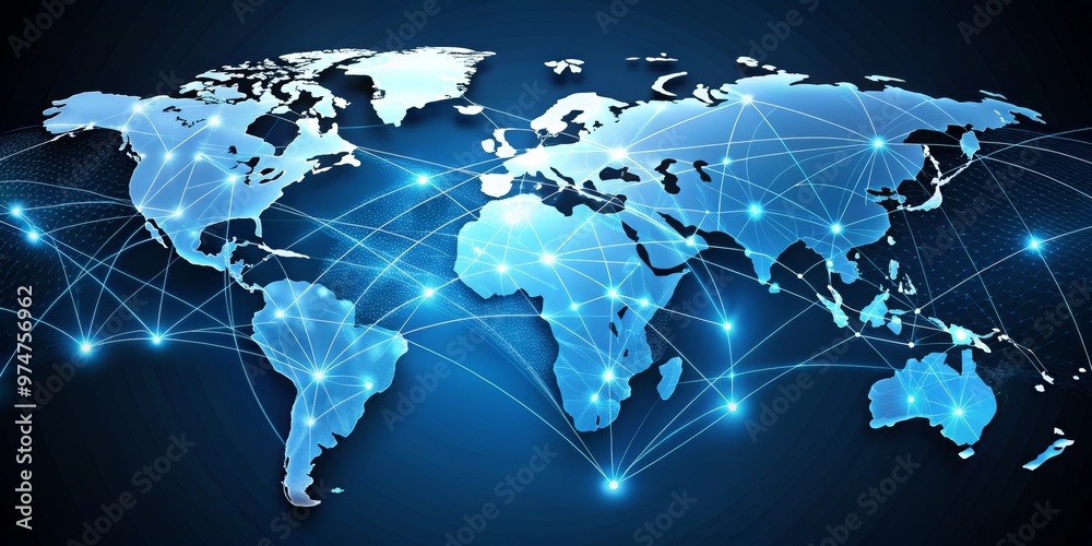 Global Network Connection, World Map, Technology, Communication, Network Global Network Connection, World Map, Technology, Communication, Network
