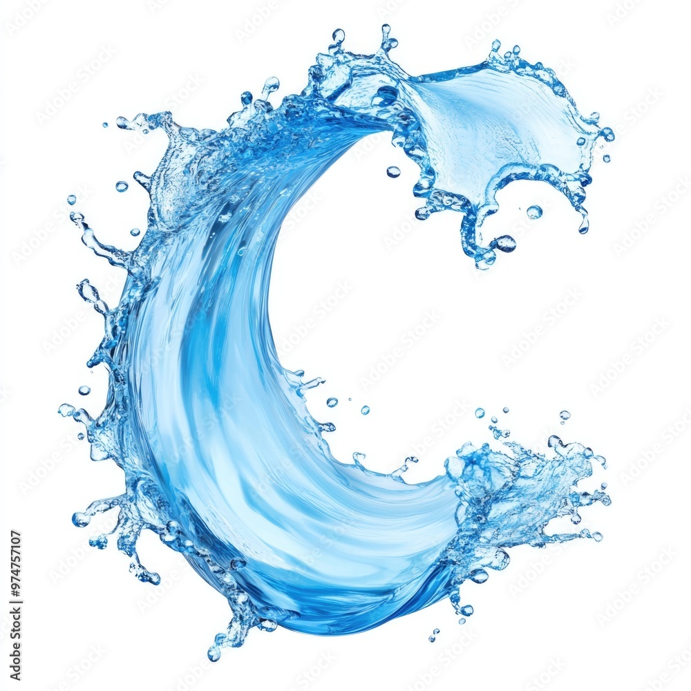 Obraz premium Floating Water Wave Splash in Light Blue Hue Isolated on White Background