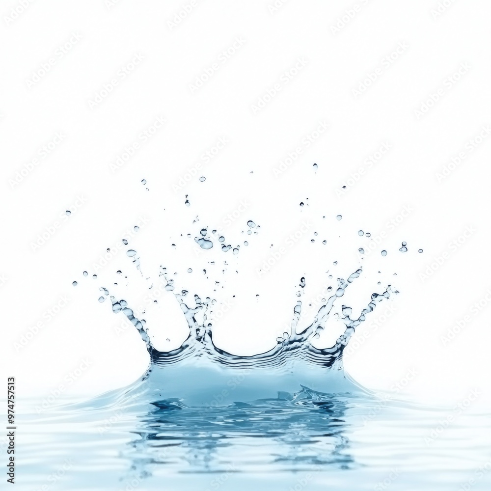 Floating Water Wave Splash in Light Blue Hue Isolated on White Background Floating Water Wave Splash in Light Blue Hue Isolated on White Background