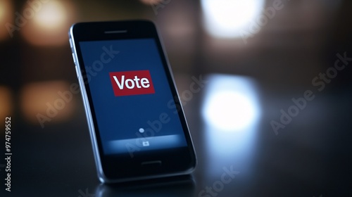 Close up of smartphone displaying voting message, emphasizing digital democracy and technologys role in modern voting processes 