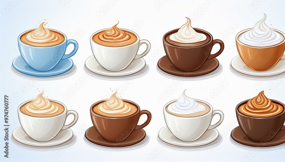 Obraz premium Icon set a cup of coffe