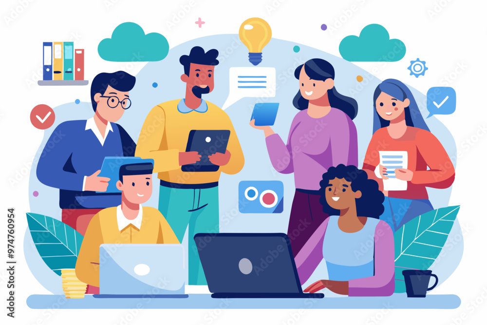 Vector illustration of a group of co-workers Vector illustration of a group of co-workers