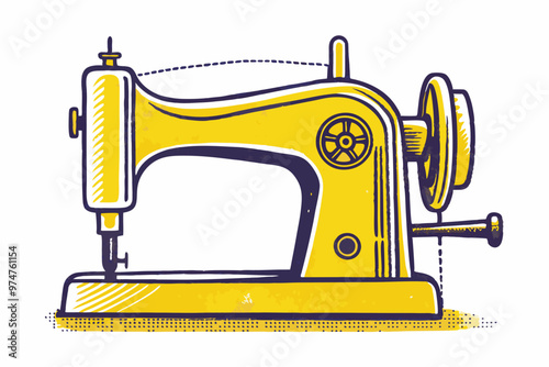 Vector illustration of a vintage retro sewing machine