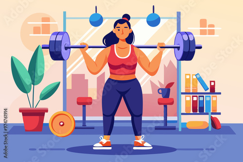 vector illustration of a girl in the gymnasium