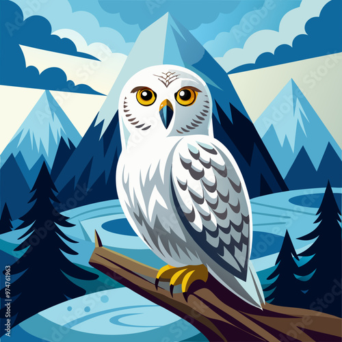 vector illustration of vector illustration of a majestic snow owl