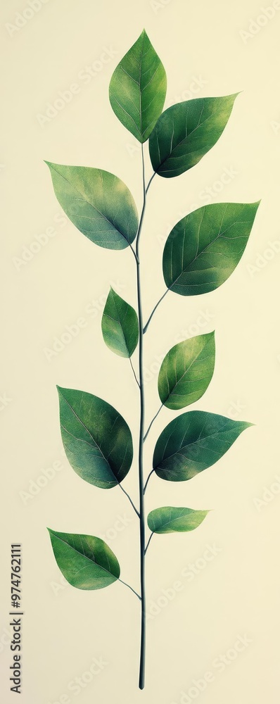 A vibrant green leaf branch on a soft background, ideal for nature-themed projects and artistic designs. A vibrant green leaf branch on a soft background, ideal for nature-themed projects and artistic designs.