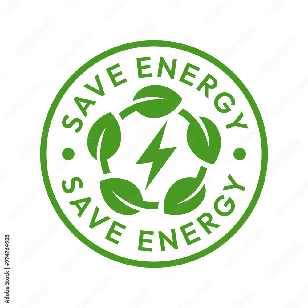 Save energy symbol. Energy icon with green leaf. Eco friendly, environmentally. Eco icon. Vector illustration. Save energy symbol. Energy icon with green leaf. Eco friendly, environmentally. Eco icon. Vector illustration.