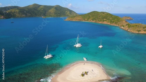 Aerial View of a Small Island in British Virgin Islands in the Caribbean 