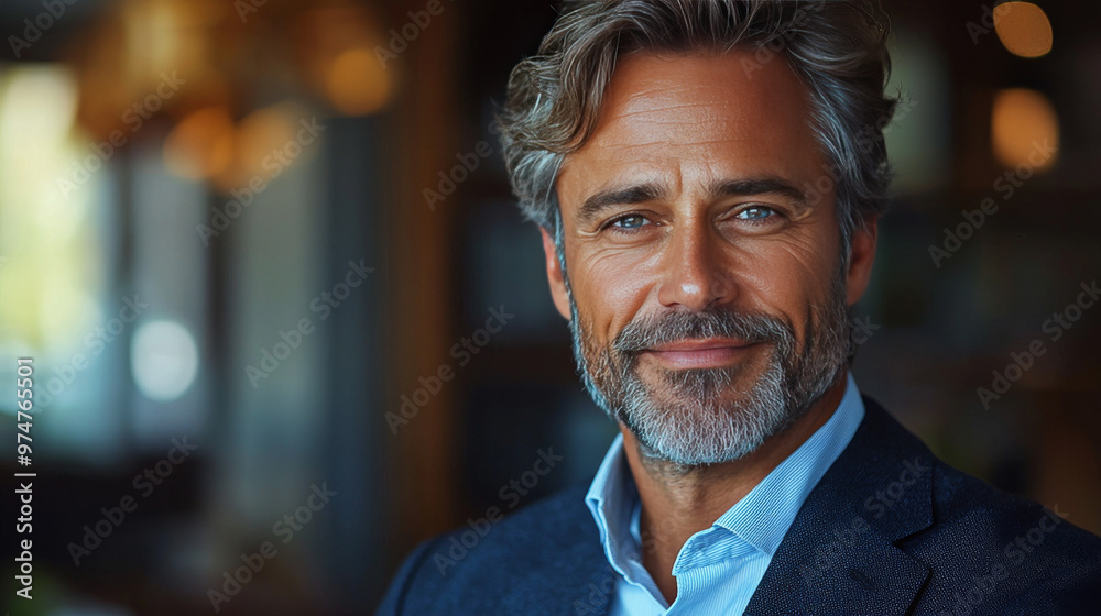 Smiling man with grey hair in a suit. Smiling man with grey hair in a suit.