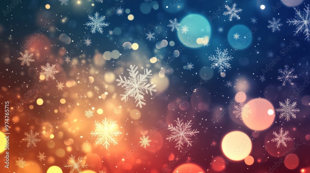 Abstract vector winter wallpaper featuring snowflakes, circles, and glowing elements design Abstract vector winter wallpaper featuring snowflakes, circles, and glowing elements design
