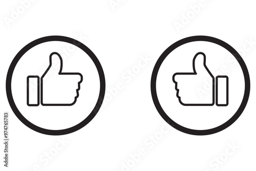 Do and Don't symbols. Thumbs up and thumbs down circle emblems. Like and dislike icons set. Vector illustration. Icon.