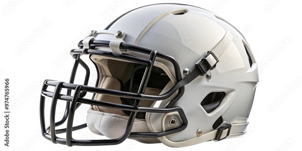 Fototapeta premium White Football Helmet Isolated on White Background, football helmet, american football, protective gear