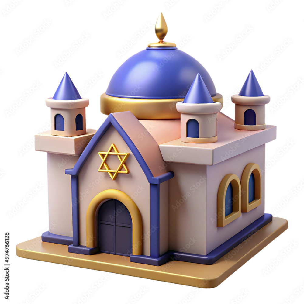 Synagogue 3d cartoon style illustration