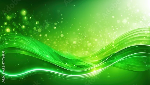 A vibrant green abstract background with flowing lines and bokeh effects, perfect for design projects.