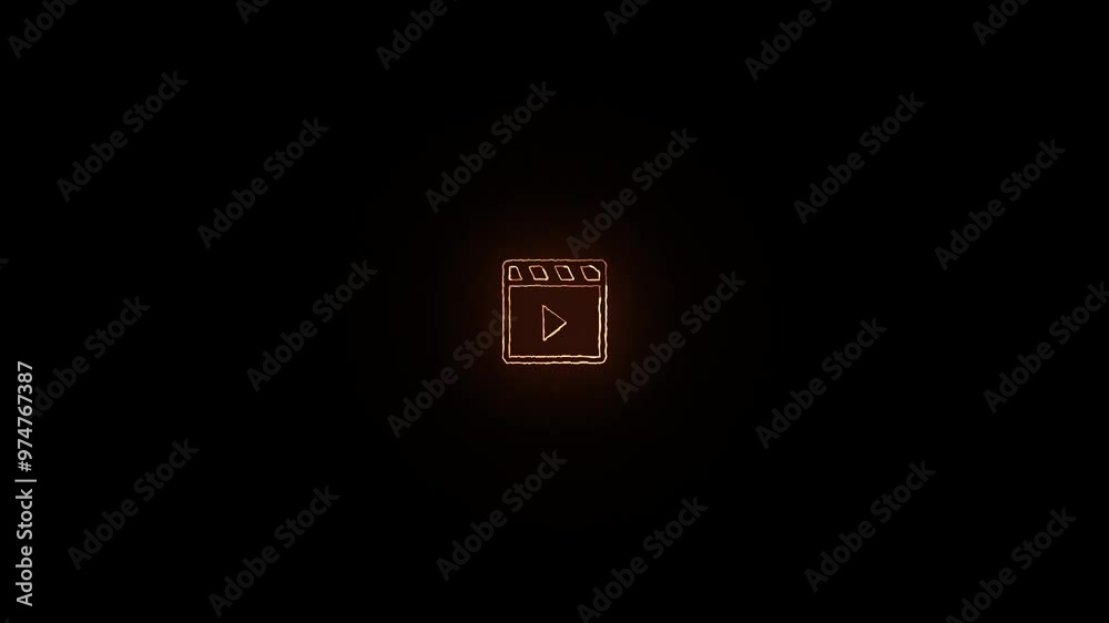 Neon movie clapper sign black background. Neon movie clapper sign black background.