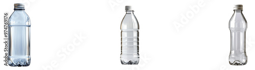 Set, collection of Empty plastic bottle isolated on transparent background.