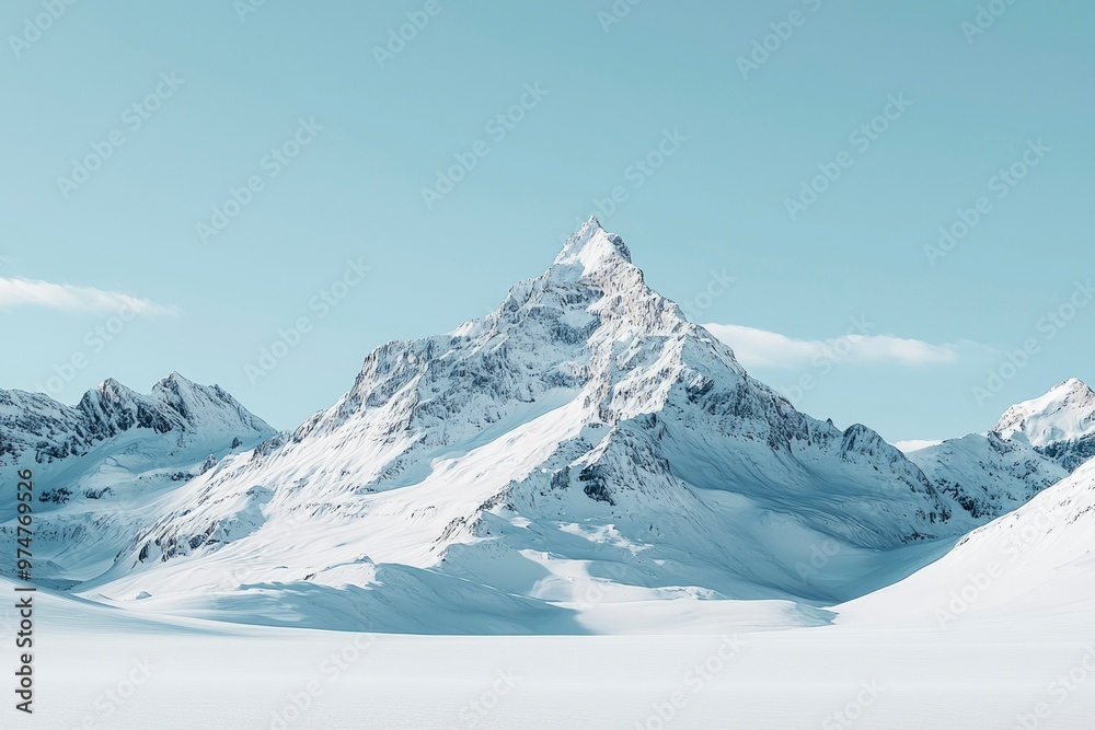 Obraz premium A Snowy Mountain Range with a Sharp Peak Under a Clear Sky