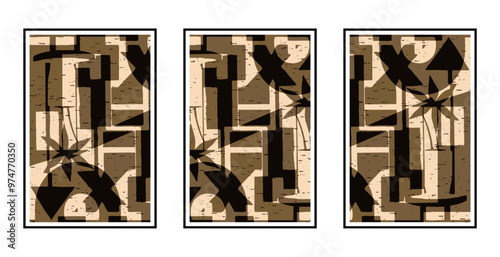 Set of 3 Abstract pattern. Illustration for printing on wall decorations. For use in graphics.